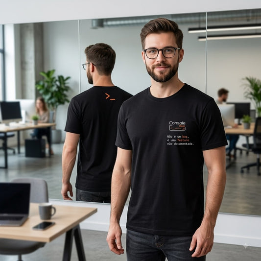 Camiseta Programador "Não é um Bug, é uma Feature" - Console Wear