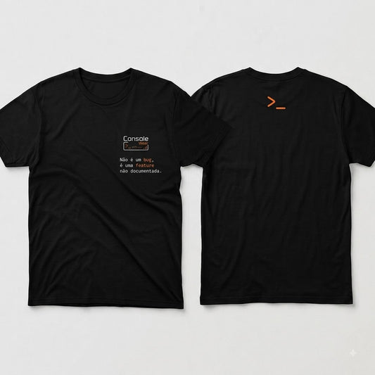 Camiseta Programador "Não é um Bug, é uma Feature" - Console Wear